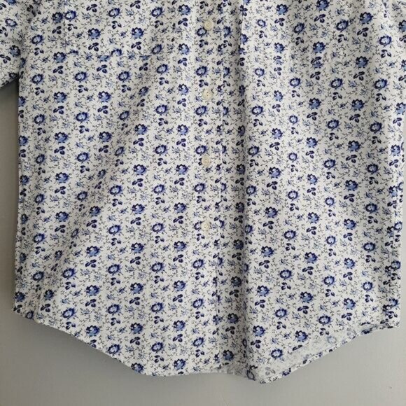 TABI | 100% Cotton Ditsy Floral Button Down Shirt White & Blue Sz 6 - Picture 4 of 12